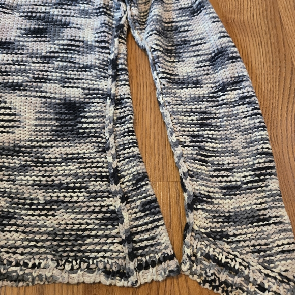 Rebecca Taylor Monochrome Chunky Knit Sweater White Gray Black Cozy Cotton M - Picture 6 of 11